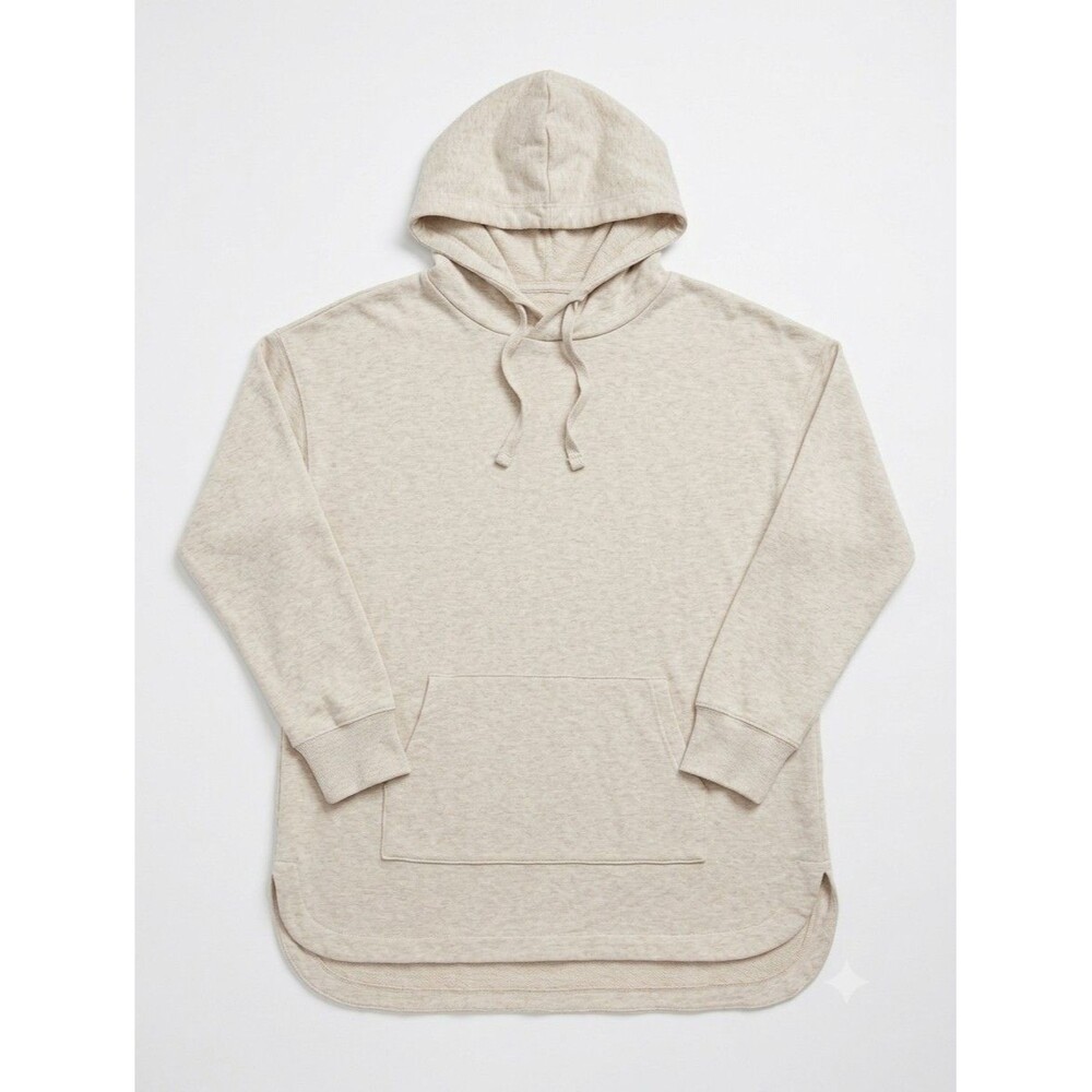 A New Day Womens Beige Oatmeal Heather Fleece Tunic Hoodie Sweatshirt Size M